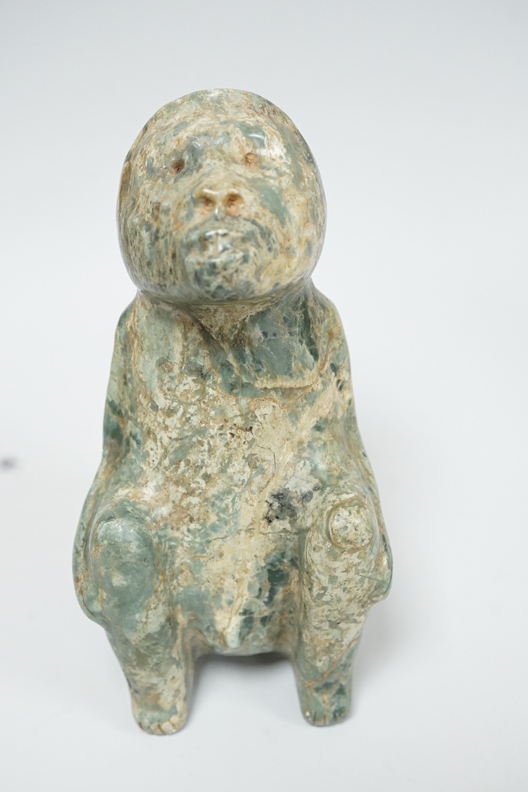 A collection of hardstone carvings, reclining figure 20cm